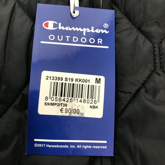 Champion Mens Quilted Bodywarmer Gilet Jacket Size Medium Black Padded Vest - Picture 10 of 10